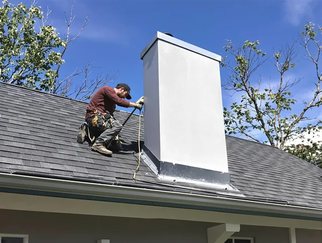 Port Orange Chimney Sweep team member finishing chimney construction in Port Orange, FL