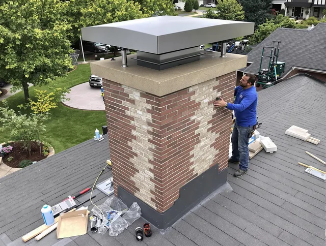 Port Orange Chimney Sweep team working on a custom chimney remodel in Port Orange, FL